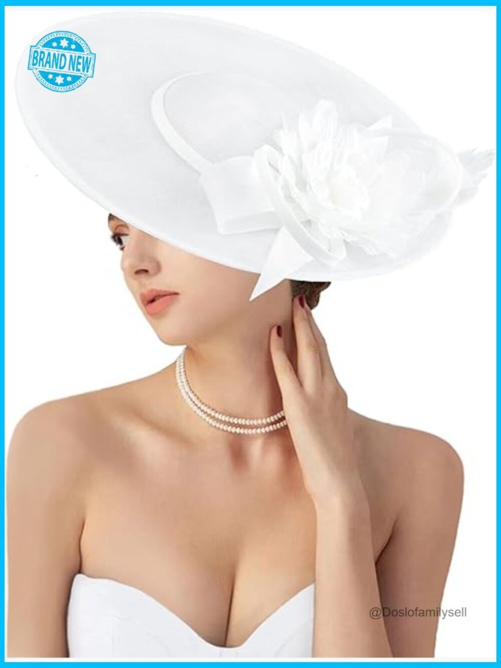 Elegant Linen Derby Fascinator Hat White Handmade Feathers for Church Wedding